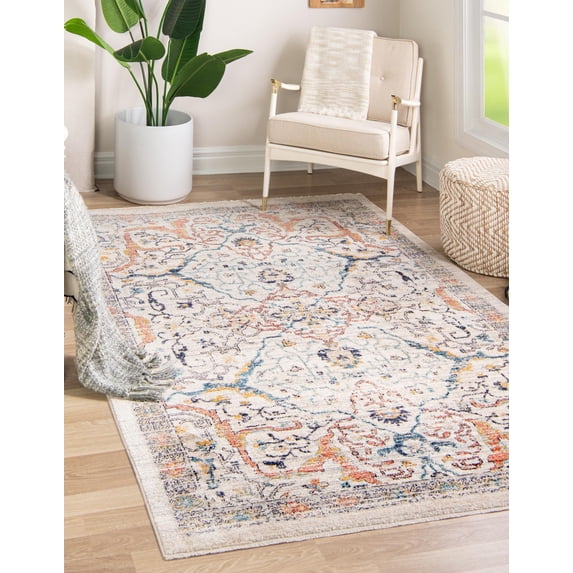 Rugs.com Lola Collection Rug – 5' x 8' Ivory Medium Rug Perfect For Bedrooms, Dining Rooms, Living Rooms