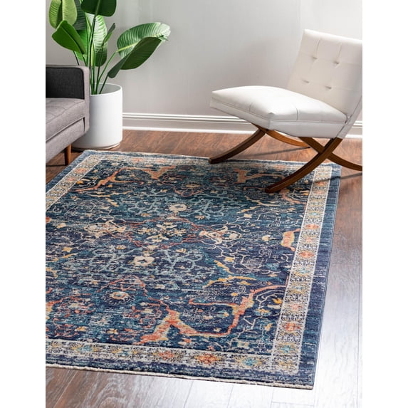 Rugs.com Lola Collection Rug – 5' x 8' Navy Blue Medium Rug Perfect For Bedrooms, Dining Rooms, Living Rooms
