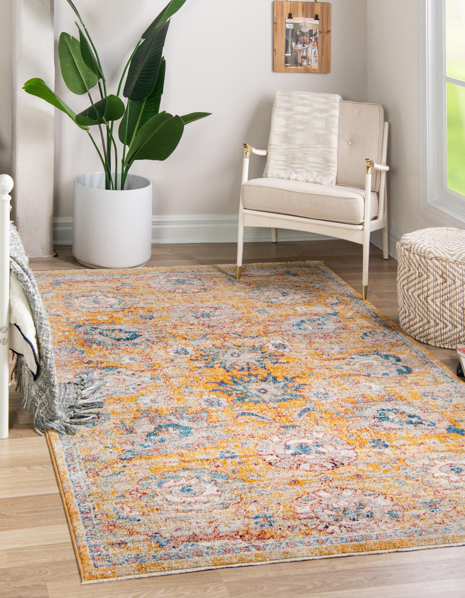 Rugs.com Lola Collection Rug – 5' x 8' Yellow Medium Rug Perfect For ...
