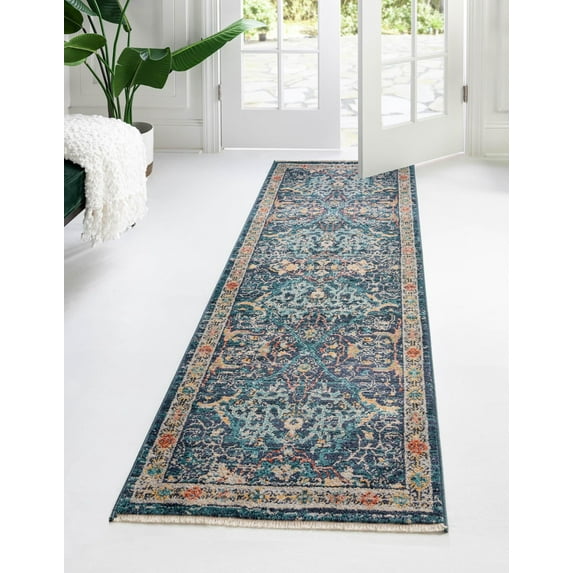 Rugs.com Lola Collection Rug – 6 Ft Runner Navy Blue Medium Rug Perfect For Hallways, Entryways