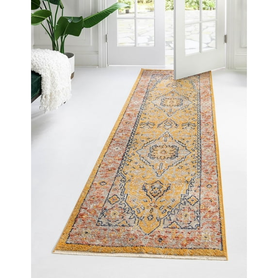Rugs.com Lola Collection Rug – 6 Ft Runner Yellow Medium Rug Perfect For Hallways, Entryways