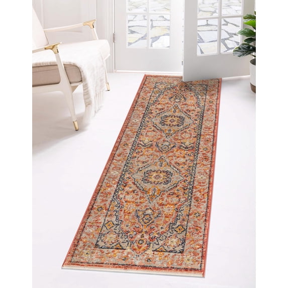 Rugs.com Lola Collection Rug – 8 Ft Runner Brick Red Medium Rug Perfect For Hallways, Entryways