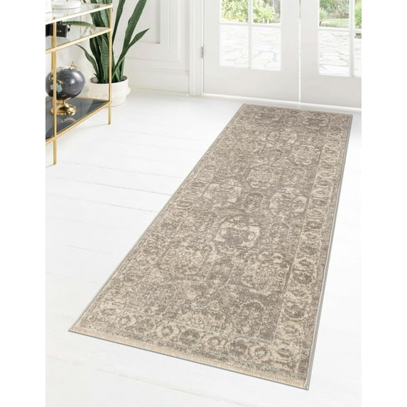 Rugs.com Lola Collection Rug – 8 Ft Runner Gray Medium Rug Perfect For Hallways, Entryways