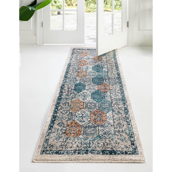Rugs.com Lola Collection Rug – 8 Ft Runner Multi Medium Rug Perfect For Hallways, Entryways