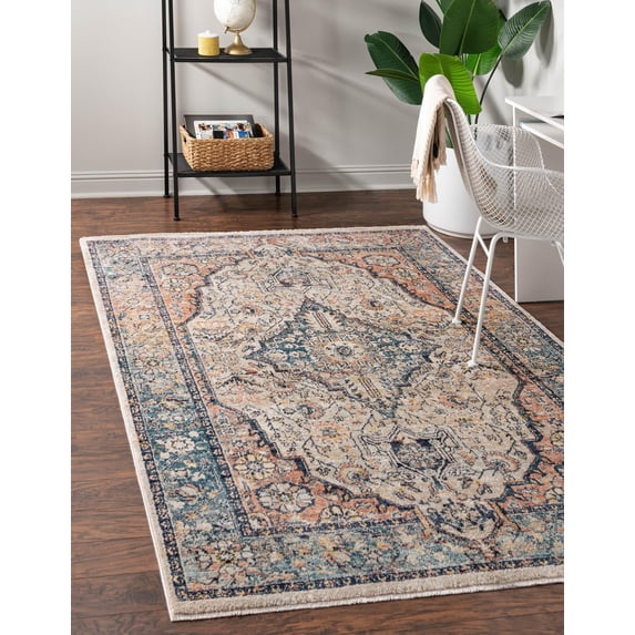 Rugs.com Lola Collection Rug – 8' x 10' Blue Medium Rug Perfect For Living Rooms, Large Dining Rooms, Open Floorplans