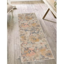 Rugs.com Lotus Collection Rug – 2' x 10' Runner Multi Low Rug Perfect For Hallways, Entryways
