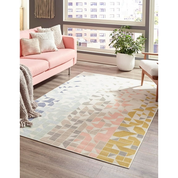 Rugs.com Lotus Collection Rug – 9' x 12' Multi Low Rug Perfect For Living Rooms, Large Dining Rooms, Open Floorplans