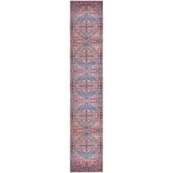 Rugs.com Maahru Collection Washable Rug – 10 Ft Runner Rust Red Low-Pile Rug Perfect For Hallways, Entryways