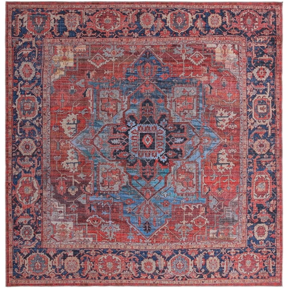 Rugs.com Maahru Collection Washable Rug – 10 Ft Square Rust Red Low-Pile Rug Perfect For Living Rooms, Kitchens, Entryways