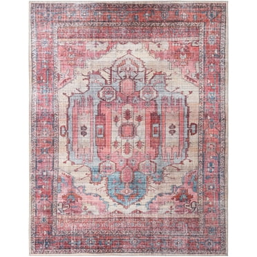 Rugs.com Maahru Collection Washable Rug – 10' x 13' Beige Low-Pile Rug Perfect For Living Rooms, Large Dining Rooms, Open Floorplans