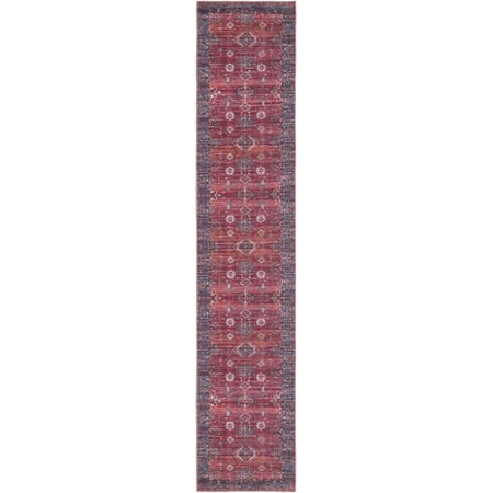 Rugs.com Maahru Collection Washable Rug – 13 Ft Runner Rust Red Low-Pile Rug Perfect For Hallways, Entryways