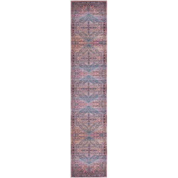 Rugs.com Maahru Collection Washable Rug – 13 Ft Runner Rust Red Low-Pile Rug Perfect For Hallways, Entryways