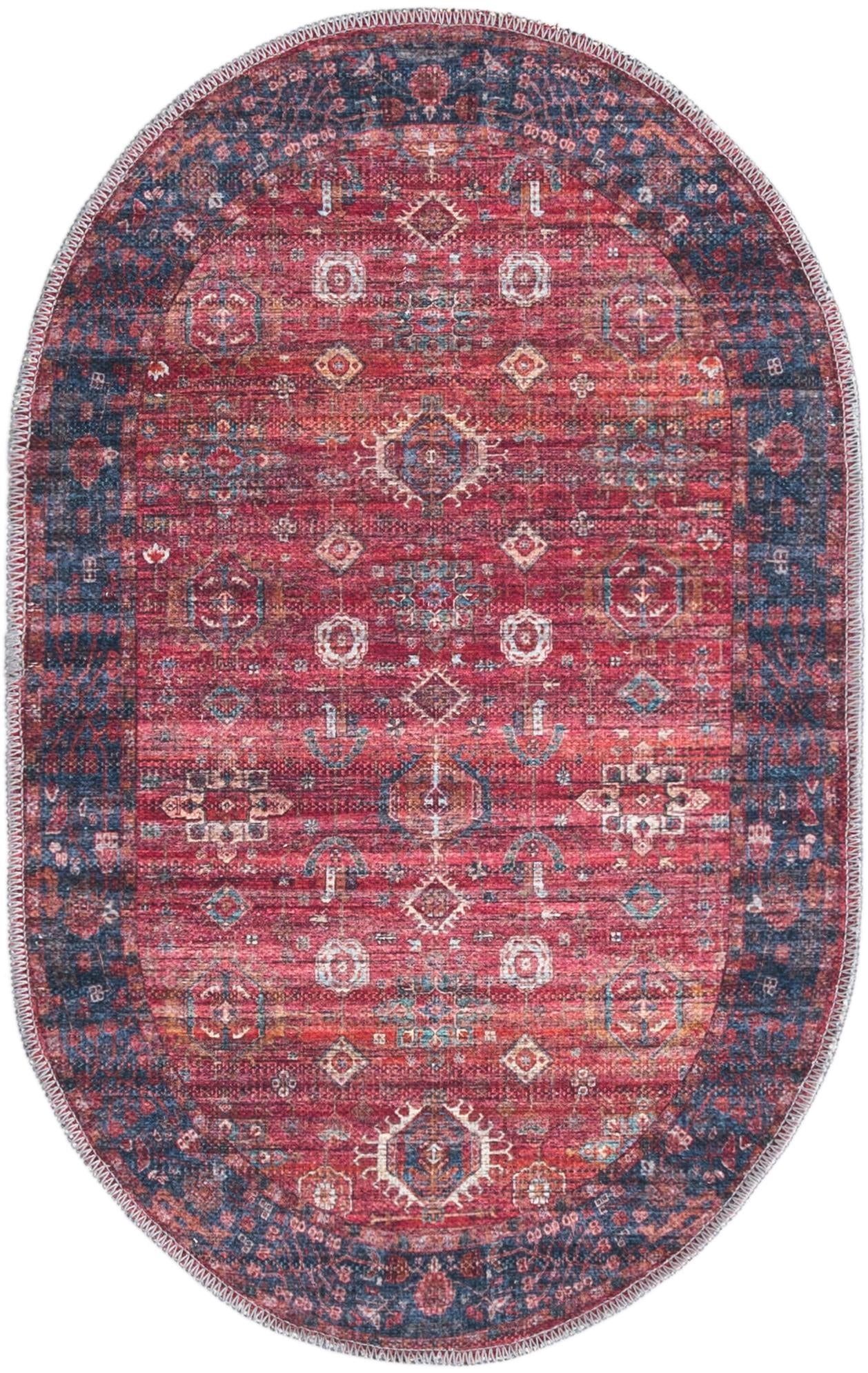 Oval Rust Rug Rugs.com Maahru Collection Washable Rug – 2' x 3' Oval Rust Red Low ...