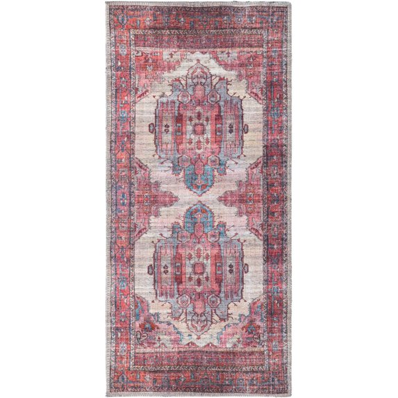 Rugs.com Maahru Collection Washable Rug – 4 Ft Runner Beige Low-Pile Rug Perfect For Hallways, Entryways