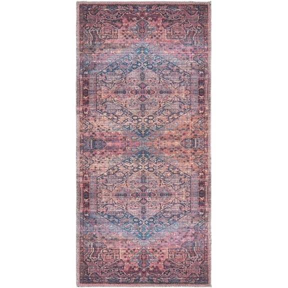 Rugs.com Maahru Collection Washable Rug – 4 Ft Runner Rust Red Low-Pile Rug Perfect For Hallways, Entryways