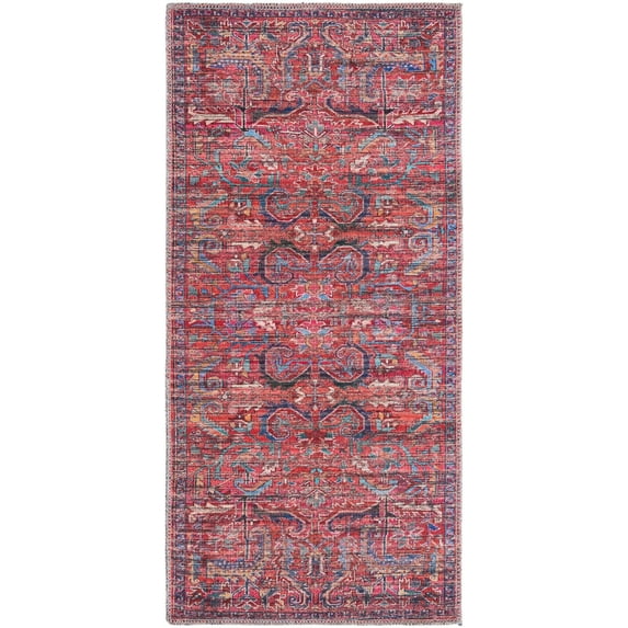 Rugs.com Maahru Collection Washable Rug – 4 Ft Runner Rust Red Low-Pile Rug Perfect For Hallways, Entryways