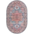 thumbnail image 1 of Rugs.com Maahru Collection Washable Rug – 5' x 8' Oval Blue Low-Pile Rug Perfect For Living Rooms, Large Dining Rooms, Open Floorplans, 1 of 1