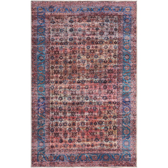 Rugs.com Maahru Collection Washable Rug – 5' x 8' Pink Low-Pile Rug Perfect For Bedrooms, Dining Rooms, Living Rooms