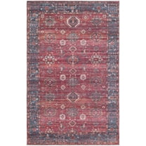 Rugs.com Maahru Collection Washable Rug – 5' x 8' Rust Red Low-Pile Rug Perfect For Bedrooms, Dining Rooms, Living Rooms