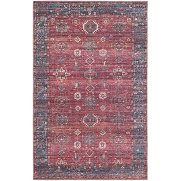 Rugs.com Maahru Collection Washable Rug – 5' x 8' Rust Red Low-Pile Rug Perfect For Bedrooms, Dining Rooms, Living Rooms