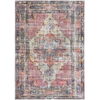 Rugs.com Maahru Collection Washable Rug – 7' x 10' Pink Low-Pile Rug Perfect For Bedrooms, Dining Rooms, Living Rooms