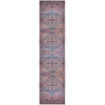 Rugs.com Maahru Collection Washable Rug – 8 Ft Runner Rust Red Low-Pile Rug Perfect For Hallways, Entryways