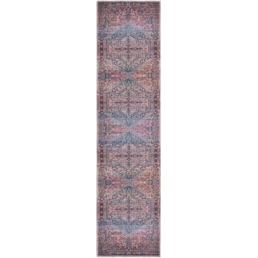 Rugs.com Maahru Collection Washable Rug – 8 Ft Runner Rust Red Low-Pile Rug Perfect For Hallways, Entryways