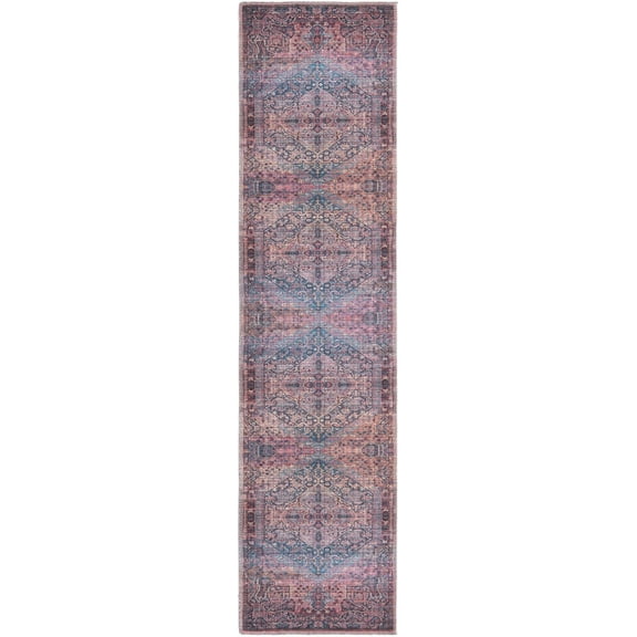 Rugs.com Maahru Collection Washable Rug – 8 Ft Runner Rust Red Low-Pile Rug Perfect For Hallways, Entryways