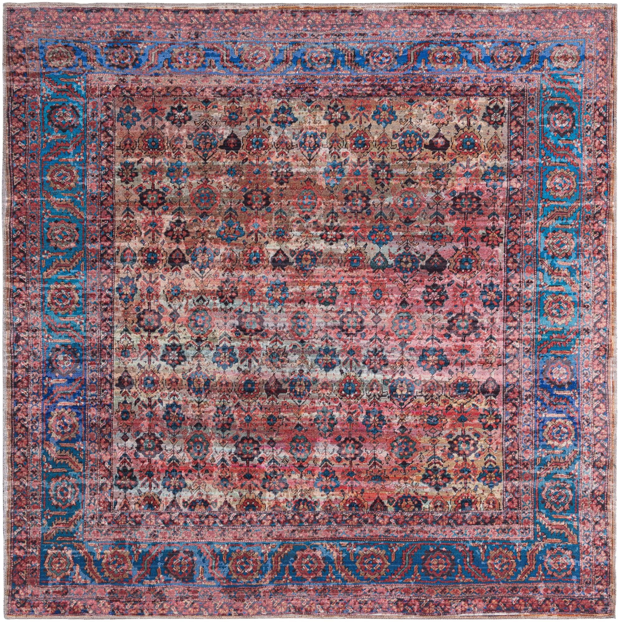 Rugs.com Maahru Collection Washable Rug – 8 Ft Square Pink Low-Pile Rug ...