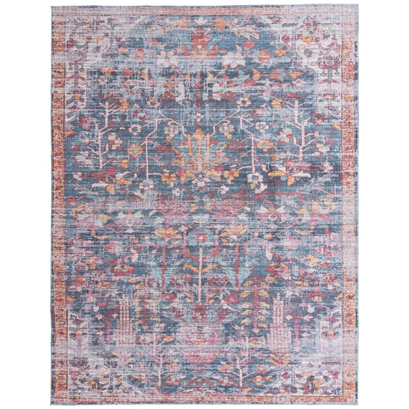 Rugs.com Maahru Collection Washable Rug – 8' x 10' Navy Blue Low-Pile Rug Perfect For Living Rooms, Large Dining Rooms, Open Floorplans