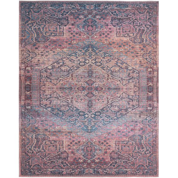 Rugs.com Maahru Collection Washable Rug – 8' x 10' Rust Red Low-Pile Rug Perfect For Living Rooms, Large Dining Rooms, Open Floorplans