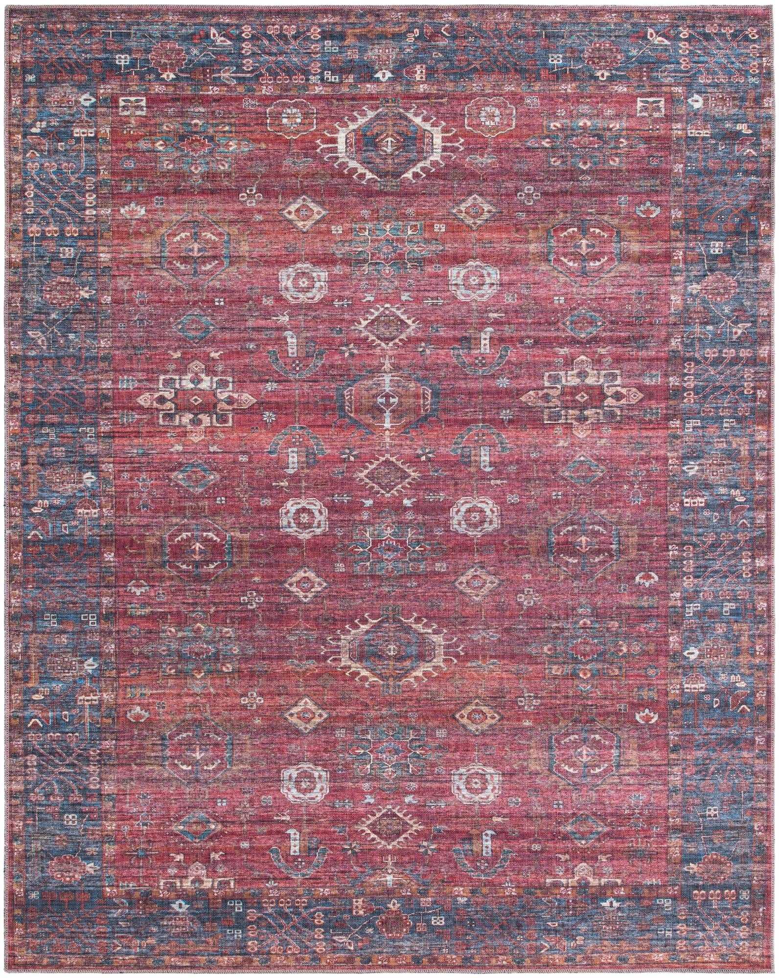 Rust 8x10 Rug Rugs.com Maahru Collection Washable Rug – 8' x 10' Rust Red Low-Pile ...