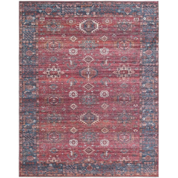 Rugs.com Maahru Collection Washable Rug – 8' x 10' Rust Red Low-Pile Rug Perfect For Living Rooms, Large Dining Rooms, Open Floorplans