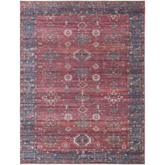 Rugs.com Maahru Collection Washable Rug – 9' x 12' Rust Red Low-Pile Rug Perfect For Living Rooms, Large Dining Rooms, Open Floorplans