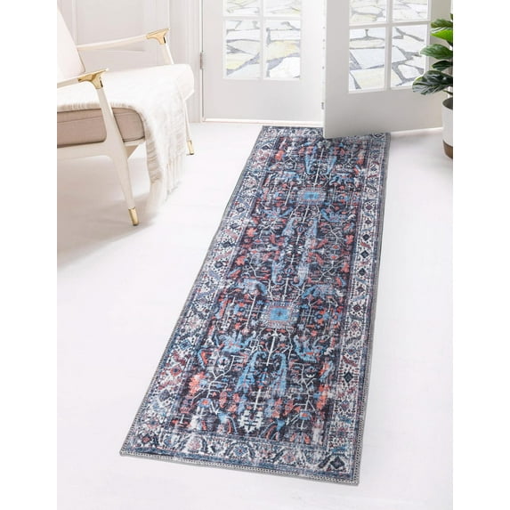 Rugs.com Mangata Collection Rug – 2' x 10' Runner Black Low Rug Perfect For Hallways, Entryways