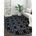 thumbnail image 1 of Rugs.com Marilyn Monroe™ Glam Trellis Collection Rug – 4' x 6' Oval Navy Blue Gold Medium Rug Perfect For Living Rooms, Large Dining Rooms, Open Floorplans, 1 of 8
