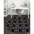 thumbnail image 1 of Rugs.com Marilyn Monroe™ Glam Trellis Collection Rug – 5 Ft Round Navy Blue Gold Medium Rug Perfect For Kitchens, Dining Rooms, 1 of 8