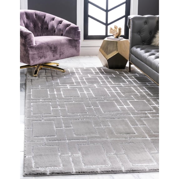 Rugs.com Marilyn Monroe™ Glam Trellis Collection Rug – 7' x 10' Gray Silver Medium Rug Perfect For Bedrooms, Dining Rooms, Living Rooms