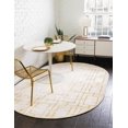 thumbnail image 1 of Rugs.com Marilyn Monroe™ Glam Trellis Collection Rug – 8' x 10' Oval White Gold Medium Rug Perfect For Living Rooms, Large Dining Rooms, Open Floorplans, 1 of 8
