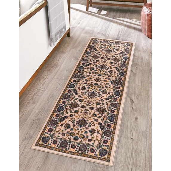 Rugs.com Medina Collection Rug – 10 Ft Runner Ivory Medium Rug Perfect For Hallways, Entryways