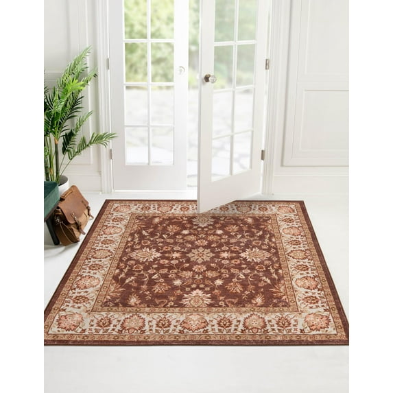 Rugs.com Medina Collection Rug – 3 Ft Square Coffee Brown Medium Rug Perfect For Living Rooms, Kitchens, Entryways