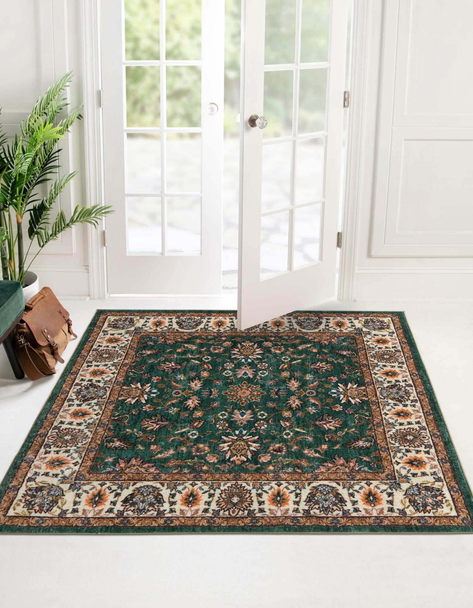 Rugs.com Medina Collection Rug – 3 Ft Square Emerald Green Medium Rug ...