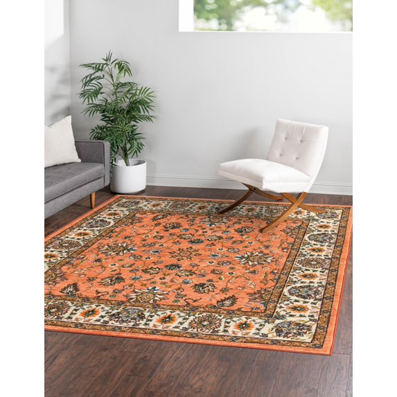 Rugs.com Medina Collection Rug – 3 Ft Square Salmon Medium Rug Perfect For Living Rooms, Kitchens, Entryways