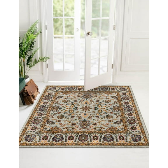 Rugs.com Medina Collection Rug – 5 Ft Square Cloud Gray Medium Rug Perfect For Living Rooms, Kitchens, Entryways