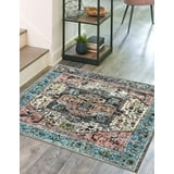 Rugs.com Medina Collection Rug – 5 Ft Square Powder Blue Medium Rug ...