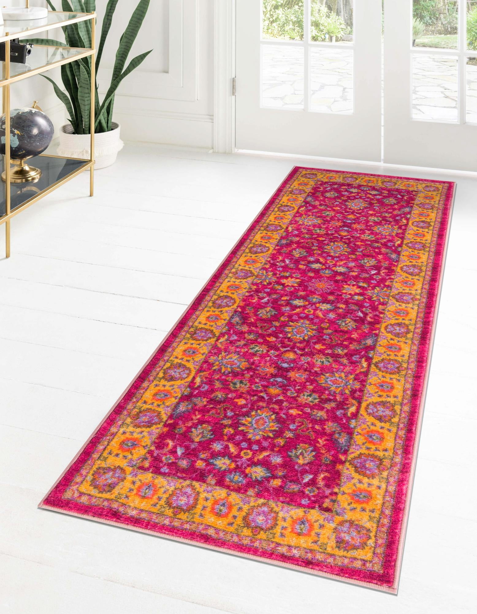 Rugs.com Medina Collection Rug – 6 Ft Runner Berry Pink Medium Rug Perfect For Hallways, Entryways
