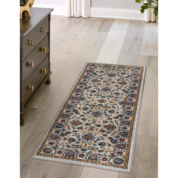 Rugs.com Medina Collection Rug – 6 Ft Runner Cloud Gray Medium Rug Perfect For Hallways, Entryways
