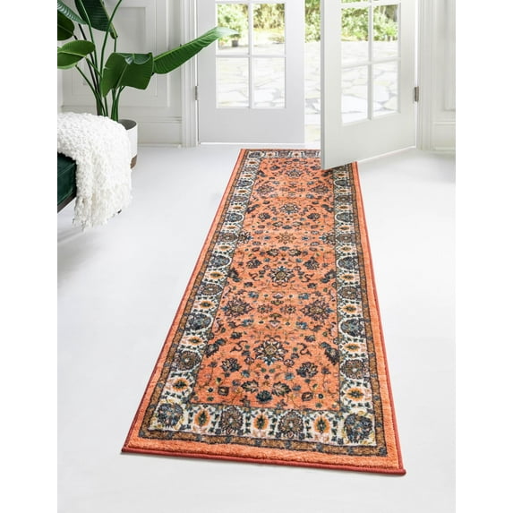 Rugs.com Medina Collection Rug – 6 Ft Runner Salmon Medium Rug Perfect For Hallways, Entryways