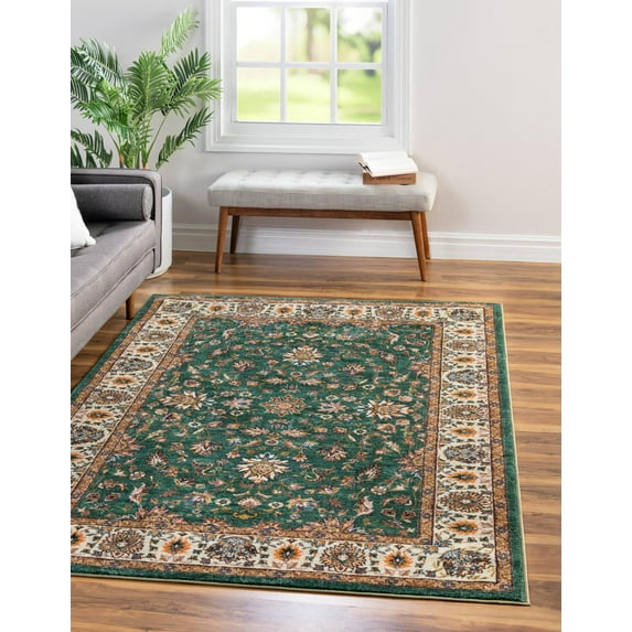 Rugs.com Medina Collection Rug – 6' x 9' Emerald Green Medium Rug Perfect For Bedrooms, Dining Rooms, Living Rooms