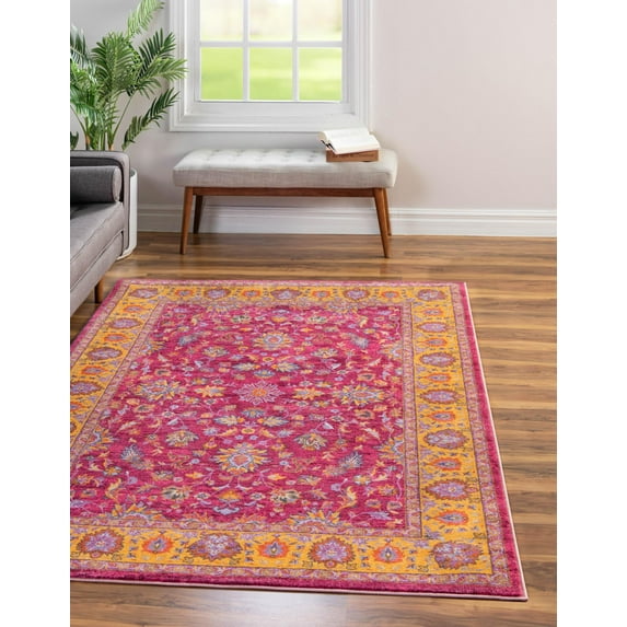 Rugs.com Medina Collection Rug – 8' x 10' Berry Pink Medium Rug Perfect For Living Rooms, Large Dining Rooms, Open Floorplans